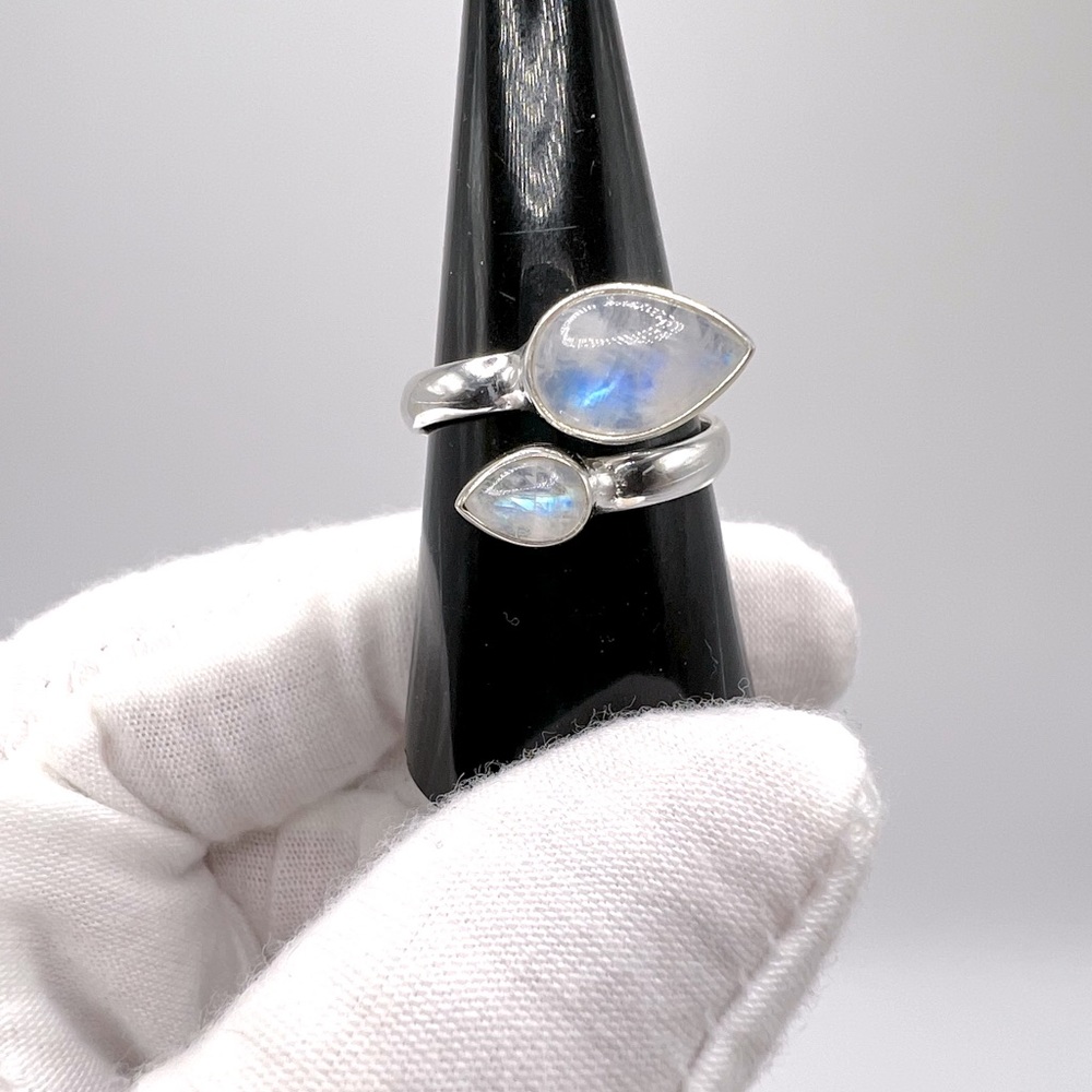 Genuine Rainbow Moonstone .925 Sterling Silver Ring